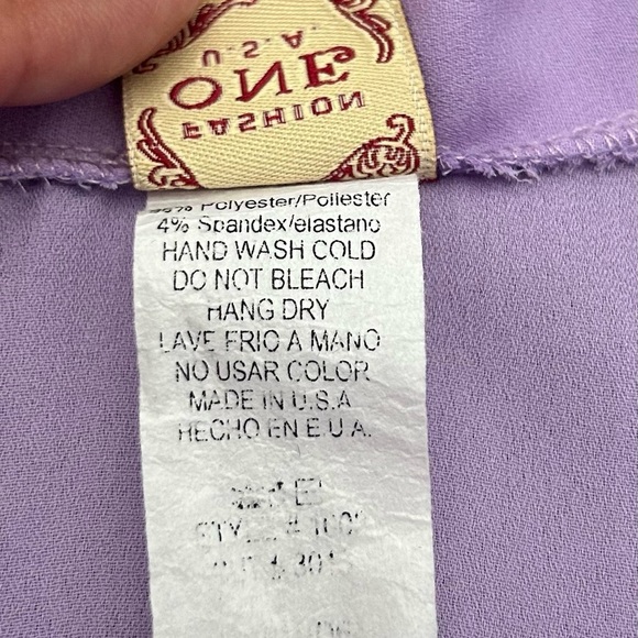 ➕Ruffle short sleeve tie neck lilac Women's Top - Picture 3 of 4